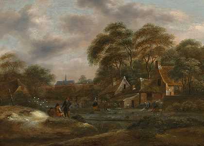 尼古拉斯·莫勒纳（Nicolas Molenaer）的《一个村庄的树木风景》