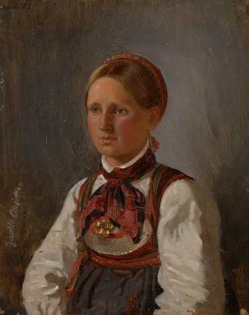 “阿道夫·蒂德曼德（Adolph Tidemand）的《丁恩的古尼德·奥尔斯达特肖像》（Gunild Olsdatter）