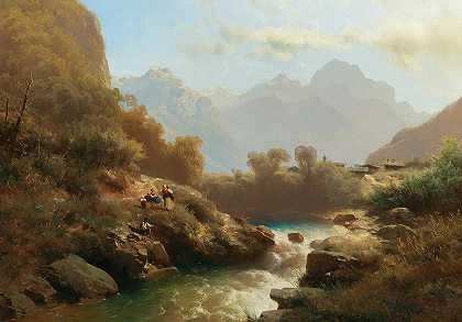 利奥波德·海因里希·沃舍尔的《洛弗和洛弗山脉的景色》