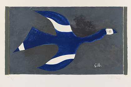 夜间飞行（鸟十二号），1957年。-乔治·布拉克