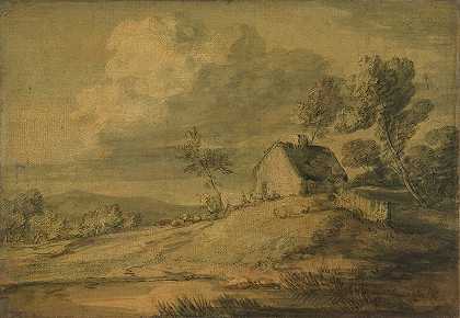 托马斯·盖恩斯伯勒（Thomas Gainsborough）的《带小屋、奶牛和绵羊的森林风景》