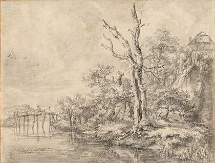 雅各布·范·鲁伊斯代尔的《山脚小溪边的枯树》