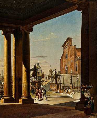 《罗马的国会大厦，从迪特列夫·马滕斯的德伊宫音乐厅柱廊》