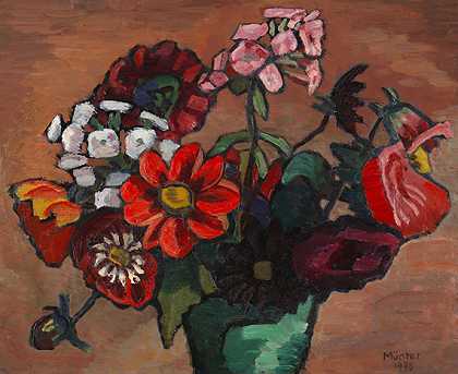 红花画，1938年。-加布里埃尔·明特