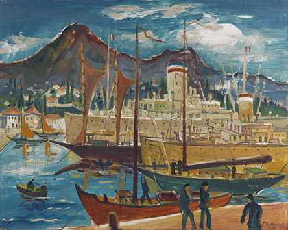 的里雅斯特港，1949年。-弗朗茨·赫肯多夫
