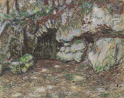 魏玛公园的石窟，1894年。-克里斯蒂安·罗尔夫斯