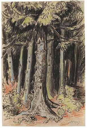 夏日森林，1947年。-赫尔曼·马克斯·佩赫斯坦
