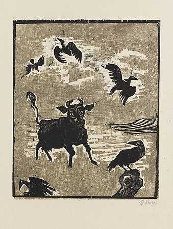 《奶牛与乌鸦》，1958年。-奥托·潘科克