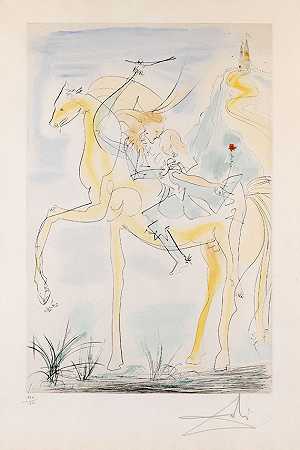 情侣切瓦尔（骑马的情侣），1987年。-萨尔瓦多·达利