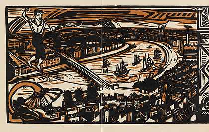 1931年，1930年，库恩斯苏特·切姆尼茨展览“埃里希·赫克尔”目录的折叠封面。-埃里希·黑克尔