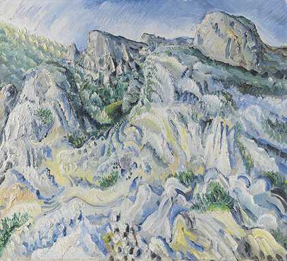 乌尔姆附近的岩石风景（布劳布伦附近的风景），1929年。-保罗·克利施密特