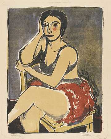 坐着的女人，1935年。-海因里希·维尔德曼