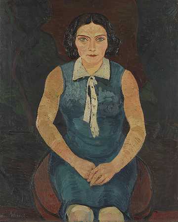女性肖像，1928年。-斯卡尔