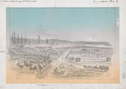 “温哥华西部鸟瞰图，1854年，古斯塔夫·索恩著