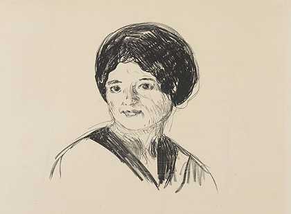 年轻女子（翁克文），1912年。-爱德华·蒙克