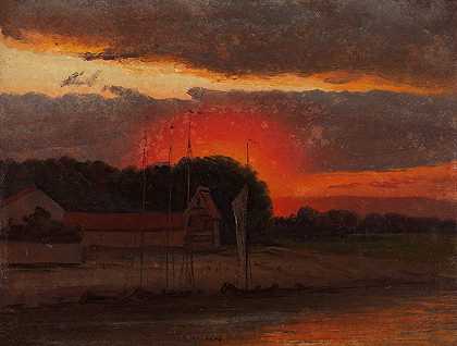 克努德·巴德的《日落中的易北河》