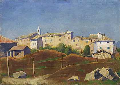 布列甘佐纳附近的提契诺风景，1936年。-卡尔·霍弗尔