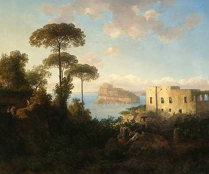 托马斯·恩德（Thomas Ender）的“带楼梯和建筑的风景（意大利伊斯基亚风景）”