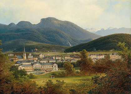 费迪南德·勒皮（Ferdinand Lepie）的《伊斯科尔和帝国别墅》（View of Ischl and the Imperial Villa）