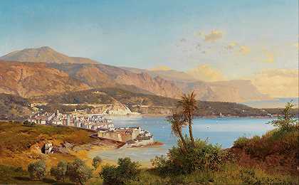 阿尔伯特·奥古斯特·齐默尔曼（Albert August Zimmermann）的《滨海维勒弗朗奇湾的景色》