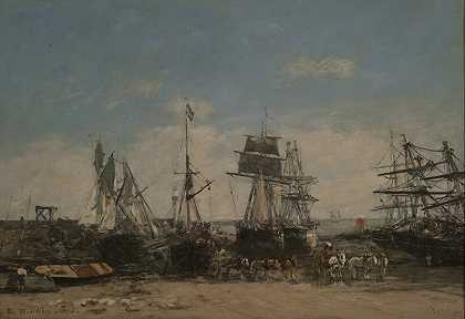 “Portrieux海岸，北海岸，由Eugène Boudin创作