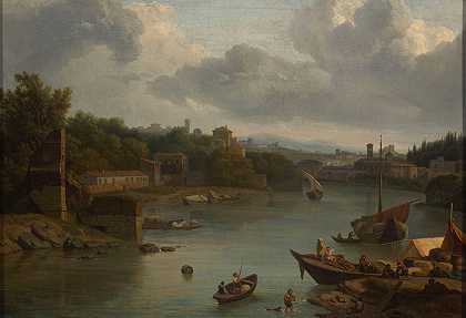艾萨克·德·穆切隆（Isaac de Moucheron）的《从南部看台伯河——里帕·格兰德》（Ripa Grande）