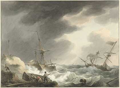 马丁努斯·肖曼（Martinus Schouman）在沙丘海岸发现两艘船只沉船，其中一艘悬挂美国国旗