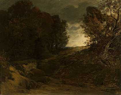 路德维希·威鲁德（Ludwig Willroider）的《带小溪的森林风景》
