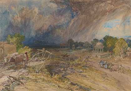 威廉·辛普森（William Simpson）的《沙尘暴来袭，拉吉普塔纳州杰普雷附近》