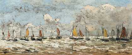 Hendrik Willem Mesdag《荷兰海岸外的渔船队》