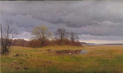 汉斯·弗里斯（Hans Friis）的《春天的风景与阵雨》（South Zealand）
