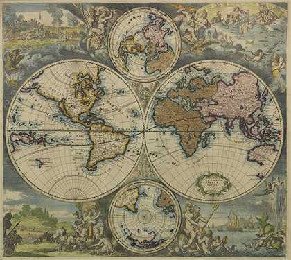 新世界餐桌（白色/奥滕色），1745年。-世界地图