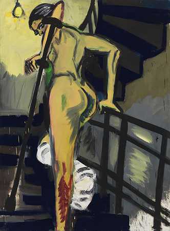黄色螺旋楼梯（苏珊娜），1981年。-赖纳·费廷