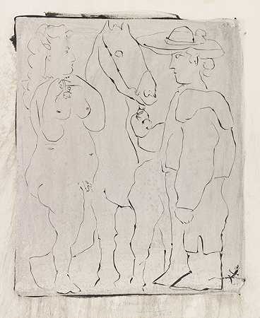 皮卡多，女人和马（冲洗试验），1959-1964年。-巴勃罗·毕加索