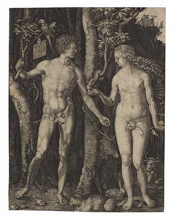 亚当和夏娃，1504年。-阿尔布雷希特·杜勒