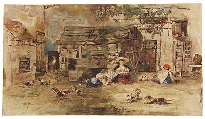 1845年，巴比松农民的孩子。-艾米丽·奥伯特·莱索尔