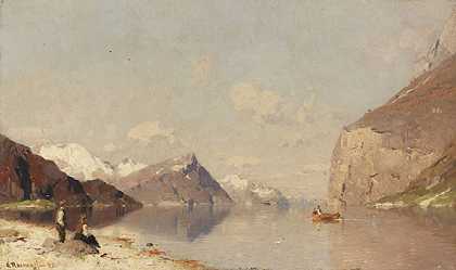 挪威峡湾，1893年。-乔治·安东·拉斯穆森