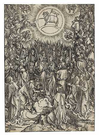 《启示录》，第12张图：《天堂被选者的赞美》/《羔羊的崇拜》，1496年。-阿尔布雷希特·杜勒