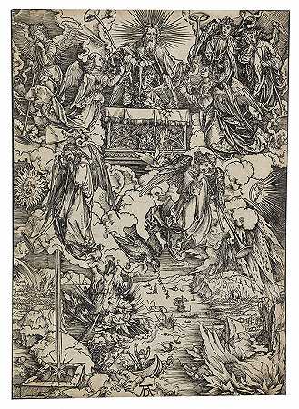 《启示录》，第6图：《七个号角天使》，1496年。-阿尔布雷希特·杜勒
