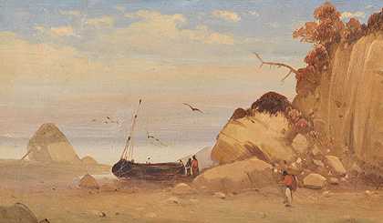 归因于1828年波罗的海海滩上的渔民。-卡尔·布勒兴