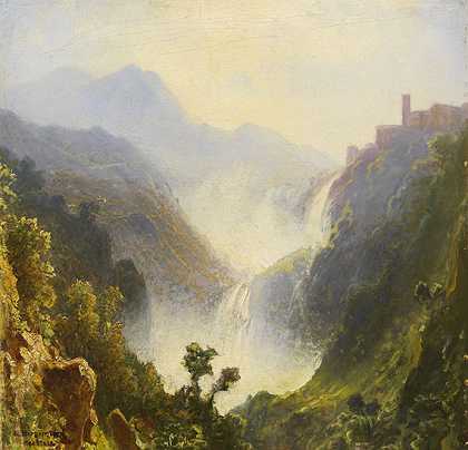 Tivoli瀑布，1835年。-卡尔·摩根斯坦