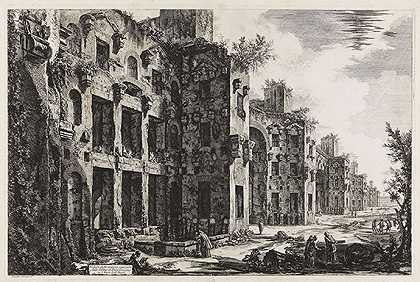 1774年，圣玛丽亚·德格利·安吉利的戴克里先浴场上部残骸视图。-乔凡尼·巴蒂斯塔·皮拉内西
