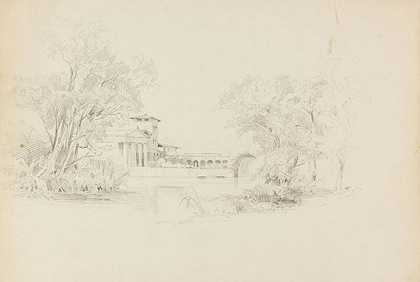1835年，桑苏奇公园的罗马浴场。-卡尔·布勒兴