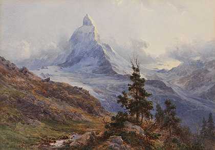 马特洪峰景色，1888年。-爱德华·西奥多·康普顿