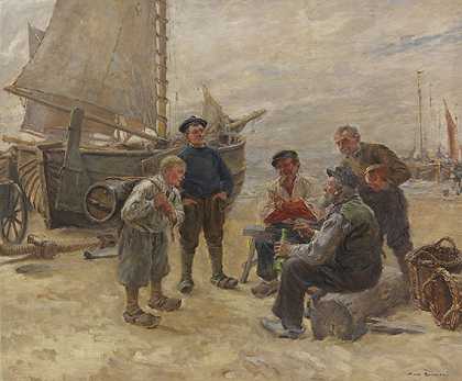 1880年，海滩上的渔民。-最大盖瑟