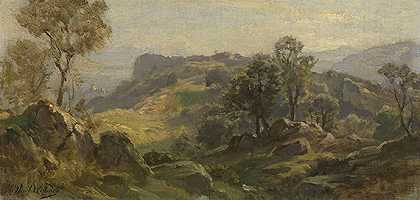 奥列瓦诺附近的五角星景观，1860年。-保罗韦伯
