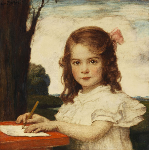 Porträt eines Mädchens beim Zeichnen, 1910.