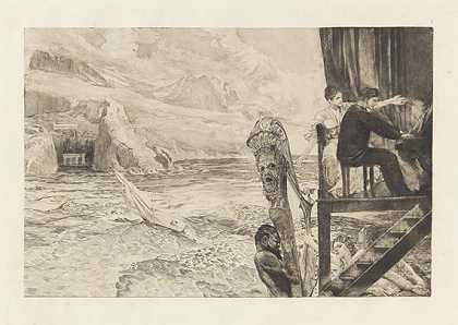 勃拉姆斯的幻想。约翰内斯·勃拉姆斯（Johannes Brahms）的41幅版画、蚀刻和石画作品。橡皮擦作品XII，1894年。-马克斯·克林格尔