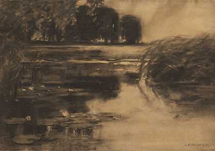 水景观，约1900-1920年。-亚历山大·科斯特