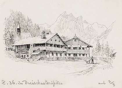 第二层：山地农场。德累斯顿全景，约1880/90年。-爱德华·西奥多·康普顿